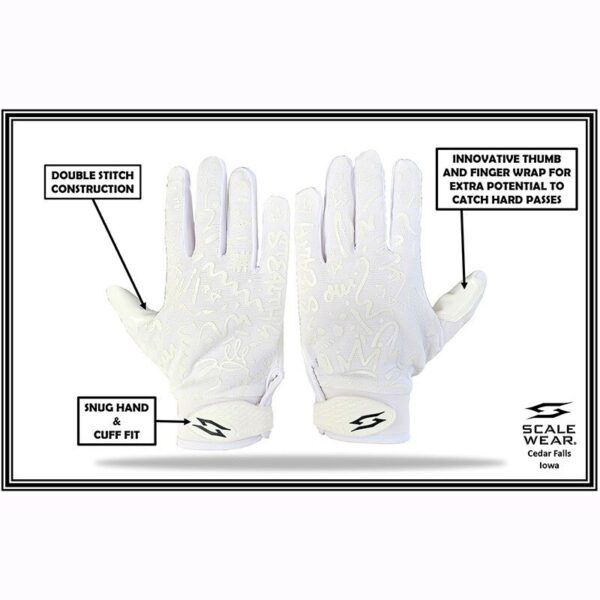 Beast Football Receiver Gloves - White - Image 3