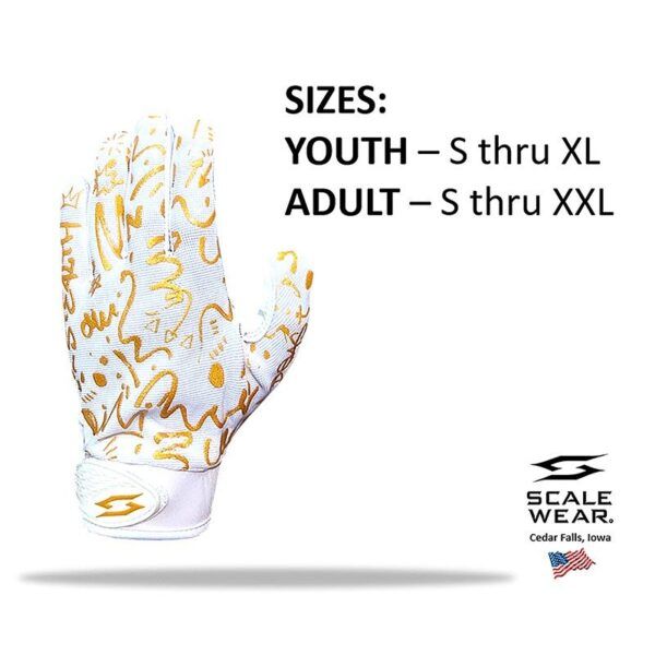 Beast Football Receiver Gloves - White & Gold - Image 4