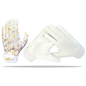Football Receiver Gloves - Beast - White & Gold - Main