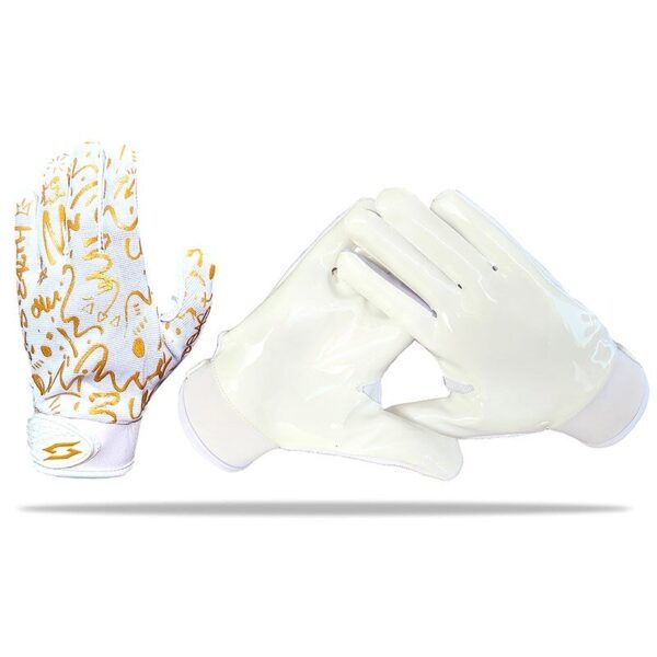 Football Receiver Gloves - Beast - White & Gold - Main
