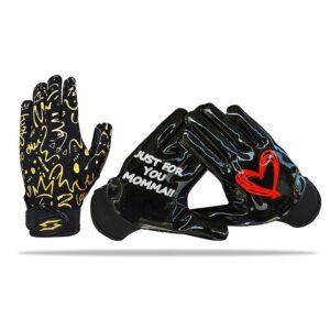 Football Receiver Gloves - Just for You Momma - Black Gold - Main