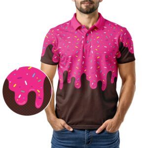 Ice Cream Polo Shirt - Pink-Chocolate - Golf Polo Shirts - In Use