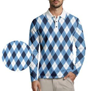 Argyle Long Sleeve Polo Shirt - Blue