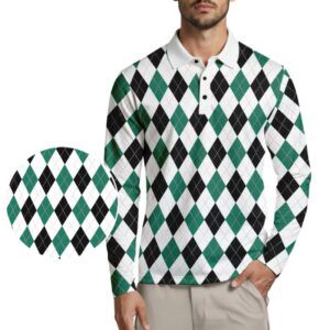 Argyle Long Sleeve Polo Shirt - Green