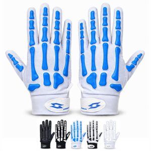 Bone Padded Receiver Gloves - White & Blue