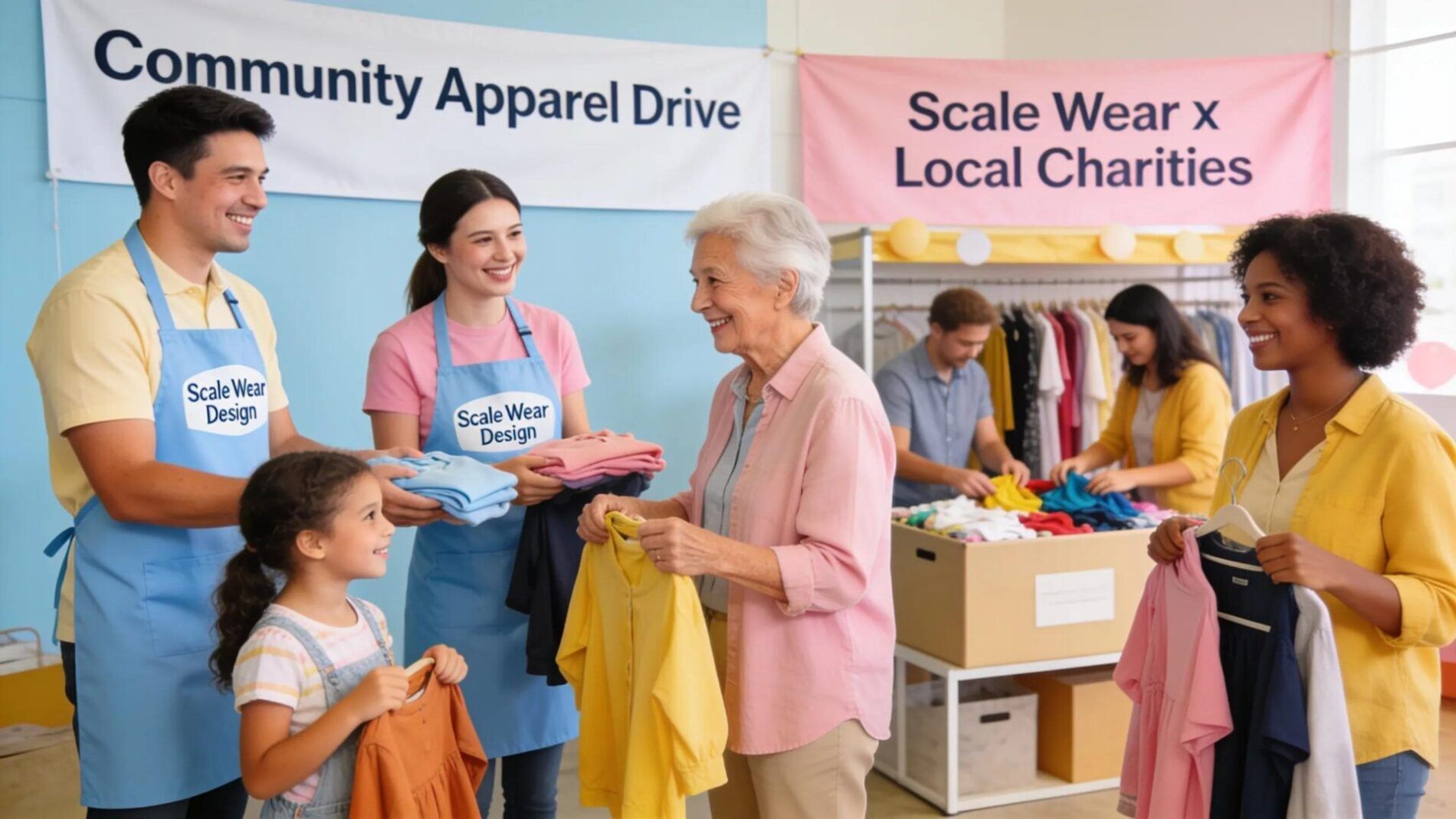 Scale Wear Design team engaging with the community through charity events, emphasizing their commitment to social responsibility