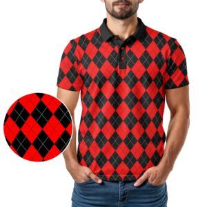 Argyle Polo Shirt - Red & Black