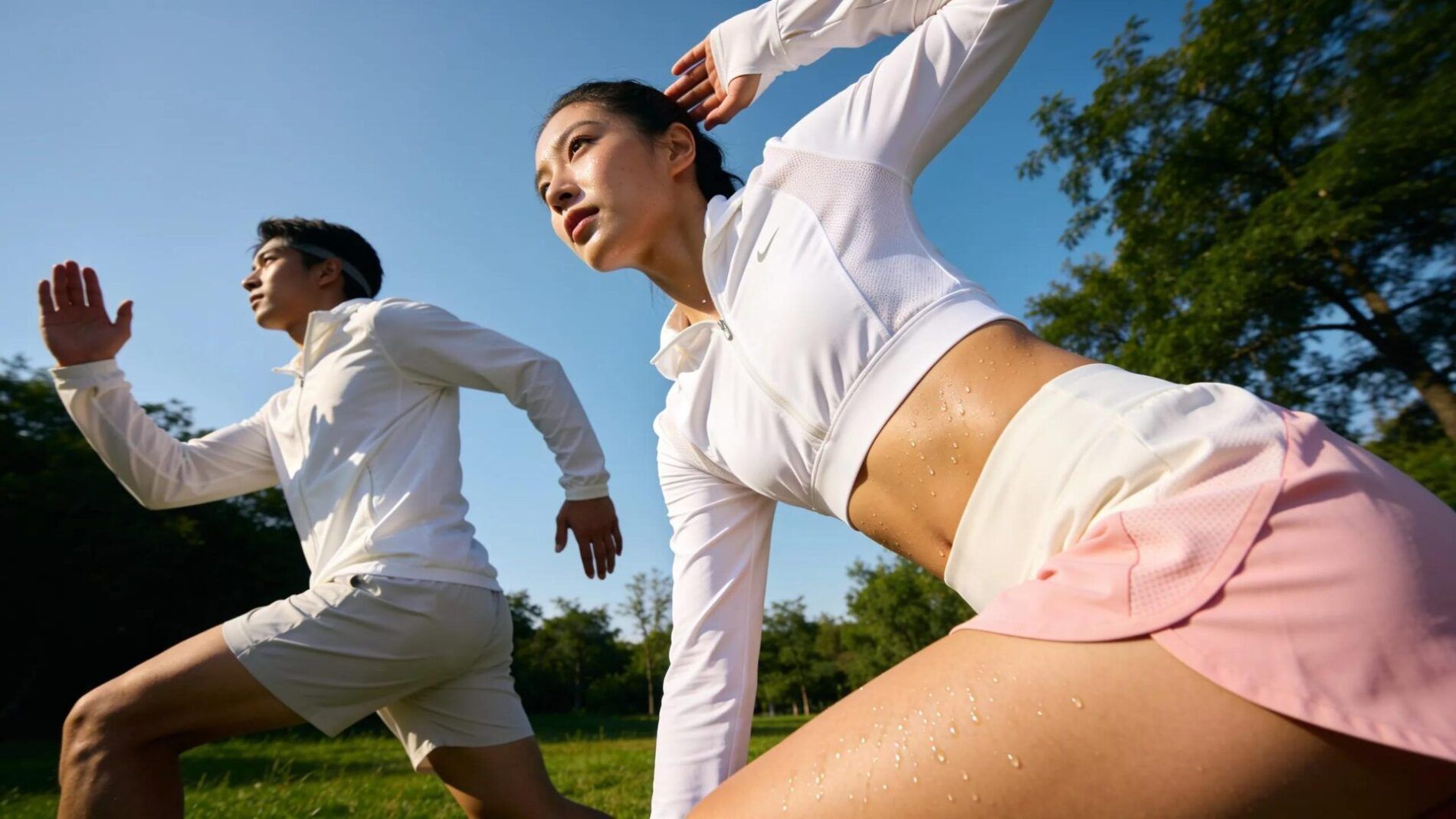 Athletes in UPF 50+ activewear in sunlight
